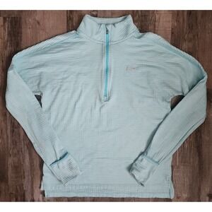 Nike Running Dri-FIT Pullover Women S Blue 1/4 Zip Waffle Knit Thumbhole Top